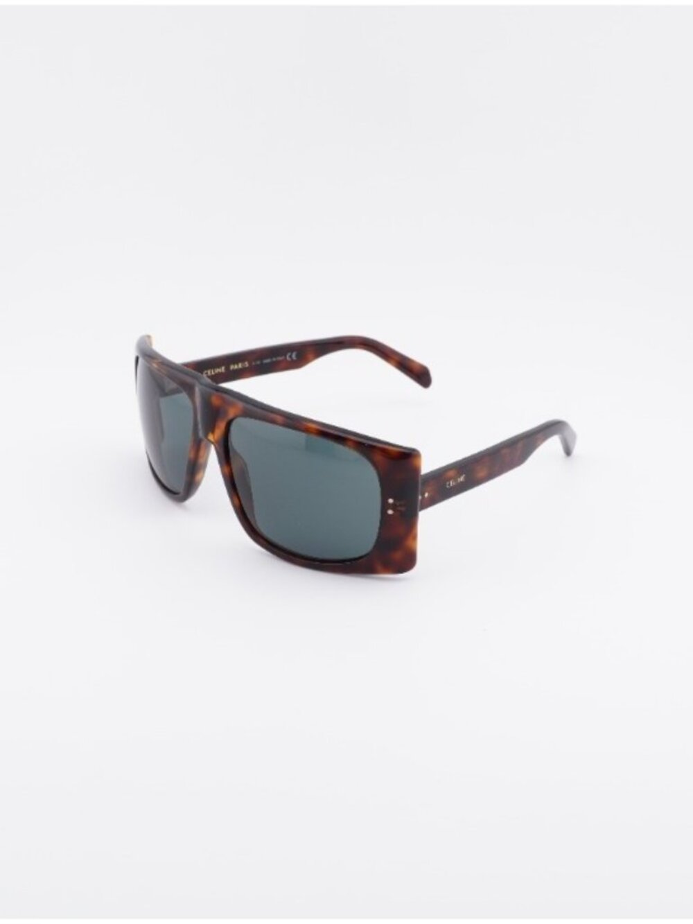 Celine CL40089I 52N Sunglasses Havana Geometric Frame, Green Lenses